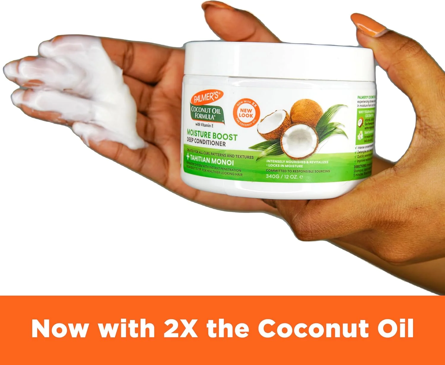 نرم کننده عمیق موی سر حاوی روغن نارگیل پالمرز - ویتامین E + منوی تاهیتی - مناسب برای انواع فر و بافت مو - 340 گرم نرم کننده عمیق موی سر حاوی روغن نارگیل پالمرز - ویتامین E + منوی تاهیتی - مناسب برای انواع فر و بافت مو - 340 گرم