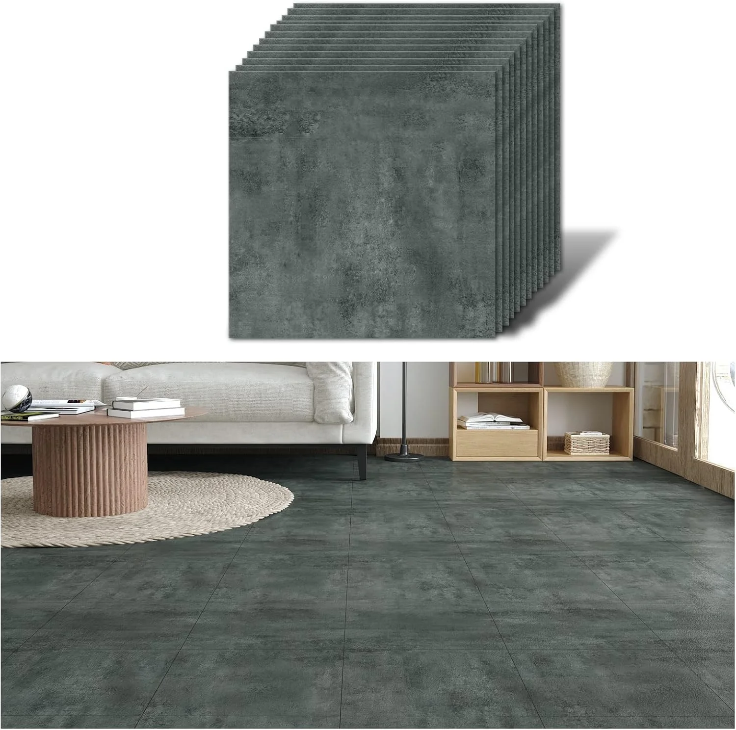 کاشی های کفپوش وینیل VEELIKE، بتنی خاکستری تیره، برچسب کاشی کف چسبی 12 عددی 12 × 12 اینچ ضد آب، مناسب برای نصب آسان در حمام، آشپزخانه، اتاق خواب کاشی های کفپوش وینیل VEELIKE، بتنی خاکستری تیره، برچسب کاشی کف چسبی 12 عددی 12 × 12 اینچ ضد آب، مناسب برای نصب آسان در حمام، آشپزخانه، اتاق خواب