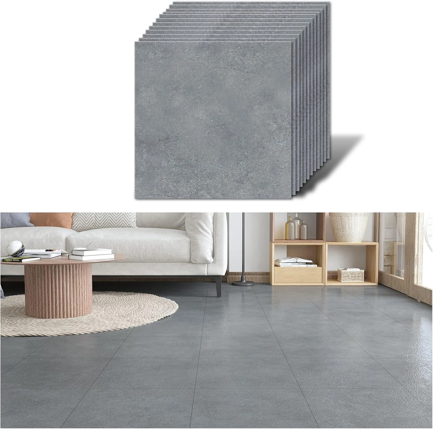 کفپوش وینیل خود چسب VEELIKE، کاشی های کف چسبی، بسته 12 عددی، 30x30 سانتی متر، بافت بتن خاکستری، کفپوش لمینت ضخیم ضد آب، برش آسان، نصب DIY برای اتاق نشیمن، آشپزخانه، حمام کفپوش وینیل خود چسب VEELIKE، کاشی های کف چسبی، بسته 12 عددی، 30x30 سانتی متر، بافت بتن خاکستری، کفپوش لمینت ضخیم ضد آب، برش آسان، نصب DIY برای اتاق نشیمن، آشپزخانه، حمام
