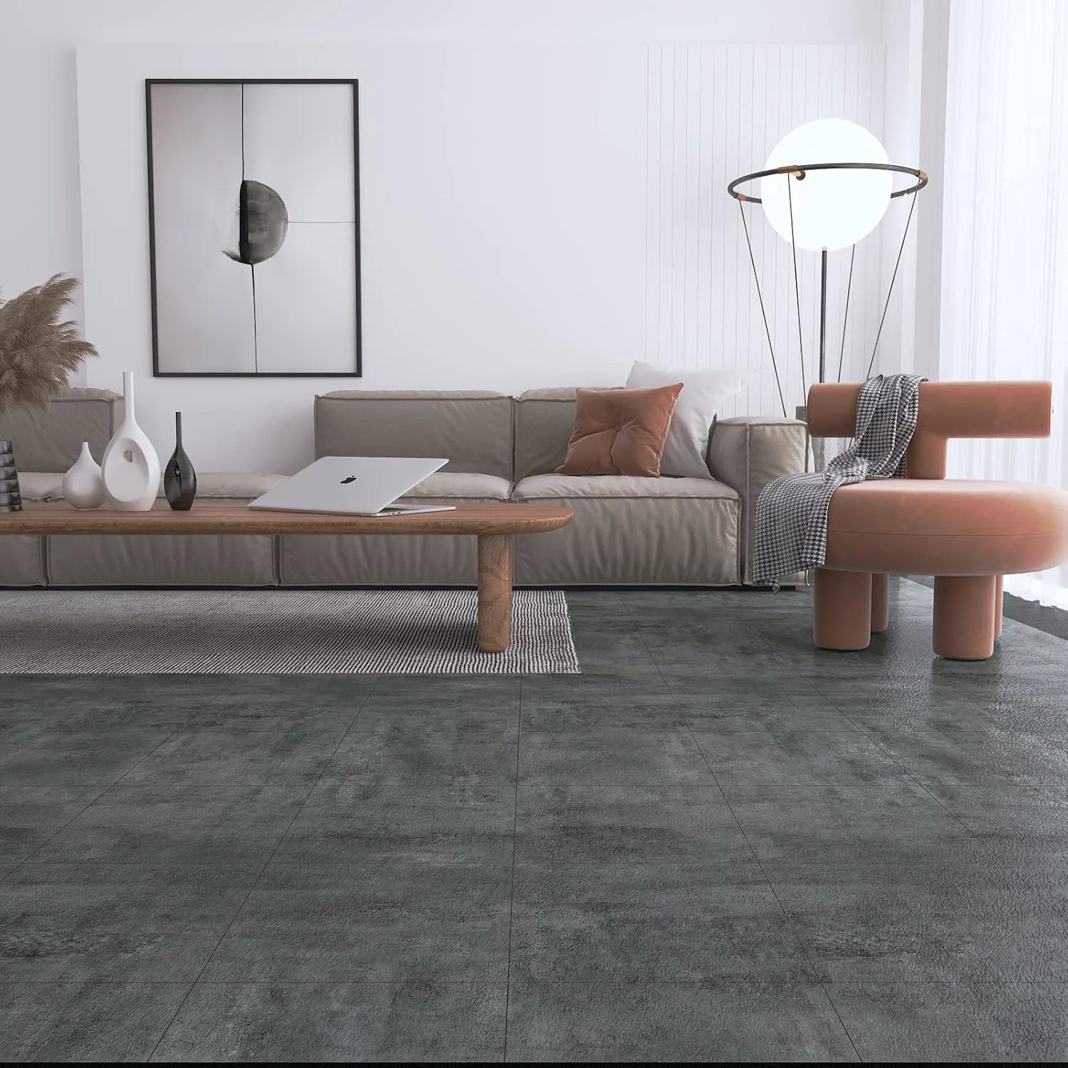 کاشی های کفپوش وینیل VEELIKE، بتنی خاکستری تیره، برچسب کاشی کف چسبی 12 عددی 12 × 12 اینچ ضد آب، مناسب برای نصب آسان در حمام، آشپزخانه، اتاق خواب کاشی های کفپوش وینیل VEELIKE، بتنی خاکستری تیره، برچسب کاشی کف چسبی 12 عددی 12 × 12 اینچ ضد آب، مناسب برای نصب آسان در حمام، آشپزخانه، اتاق خواب