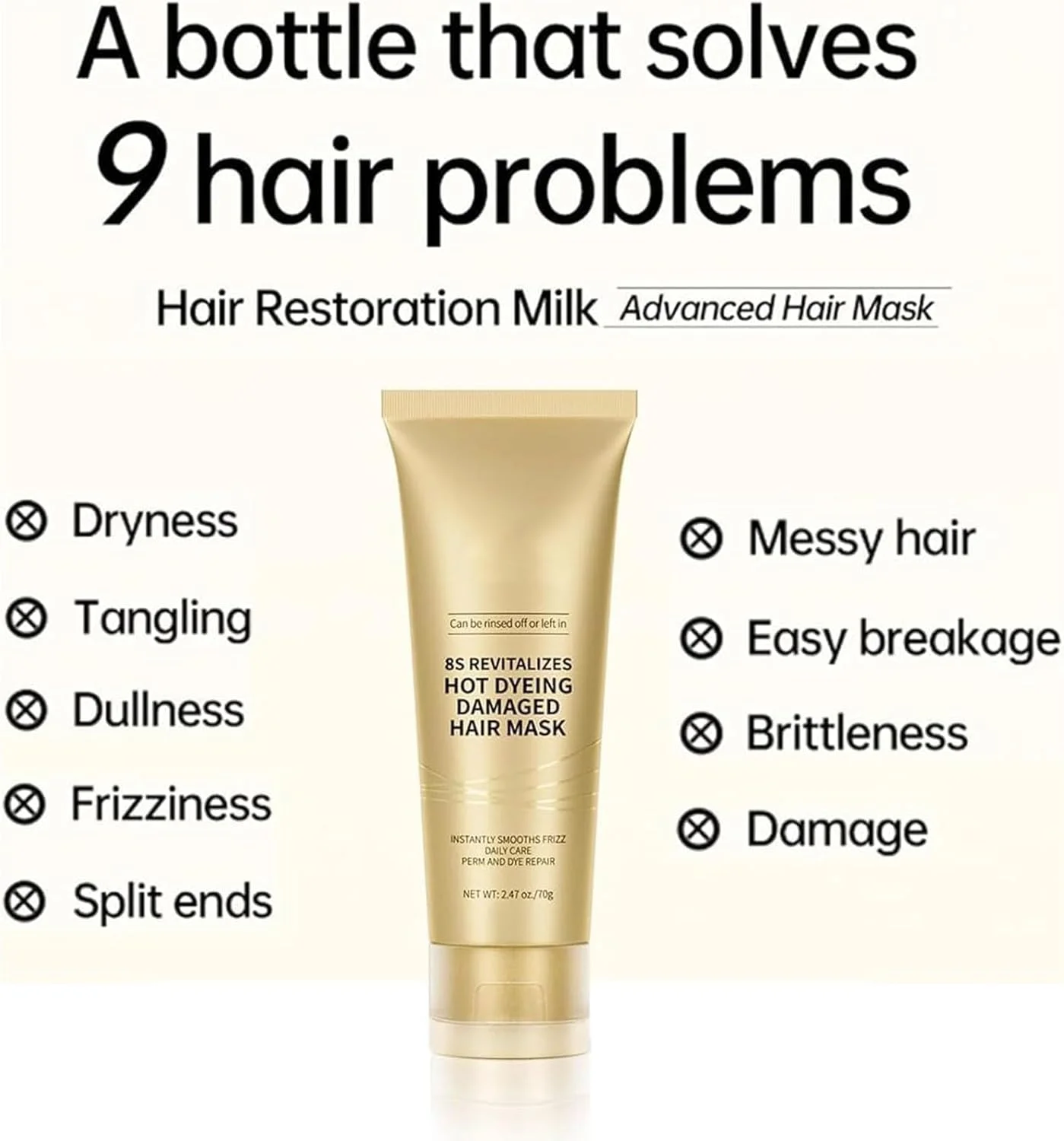 ماسک مو احیا کننده 8 ثانیه ای، ماسک موی آسیب دیده رنگ شده، ماسک ترمیم کننده و مرطوب کننده عمیق، صاف کننده فوری موخوره، مراقبت روزانه، مناسب برای انواع مو (1 عدد) ماسک مو احیا کننده 8 ثانیه ای، ماسک موی آسیب دیده رنگ شده، ماسک ترمیم کننده و مرطوب کننده عمیق، صاف کننده فوری موخوره، مراقبت روزانه، مناسب برای انواع مو (1 عدد)