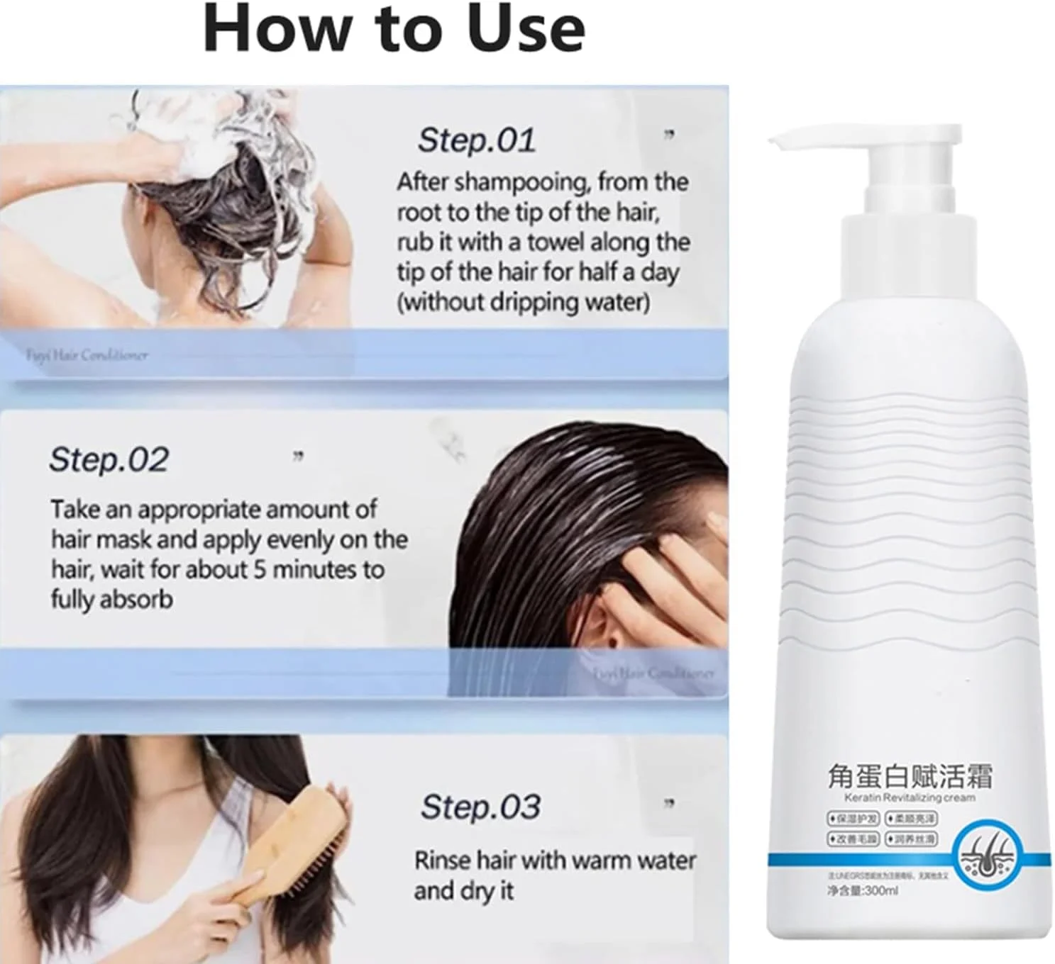 کرم نرم کننده احیا کننده کراتین، نرم کننده عمیق مرطوب کننده و صاف کننده مو، کرم احیا کننده کراتین، درمان مو برای موهای وز، خشک و آسیب دیده (2 عدد)