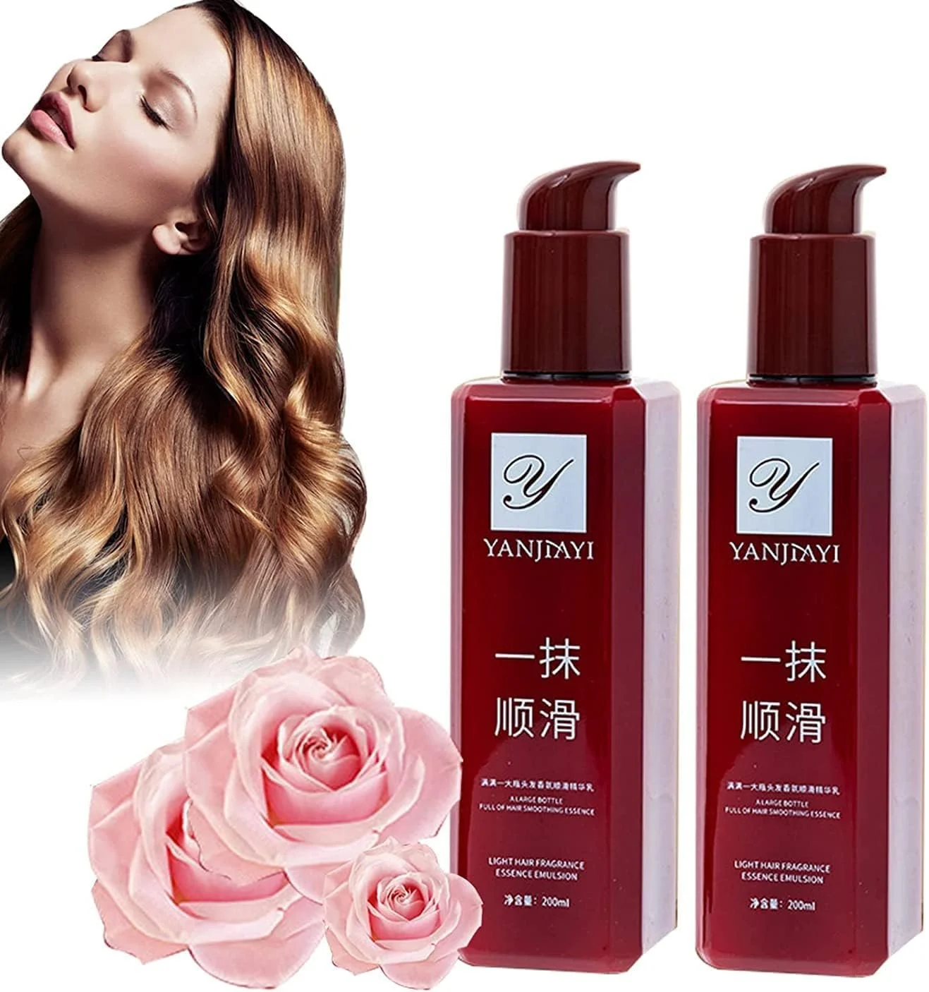 نرم کننده مو بدون نیاز به آبکشی یانجایای، اسانس خوشبو کننده مو یانجایای، درمان مو، اسانس نرم کننده عمیق مو برای موهای خشک و آسیب دیده (2 عدد)