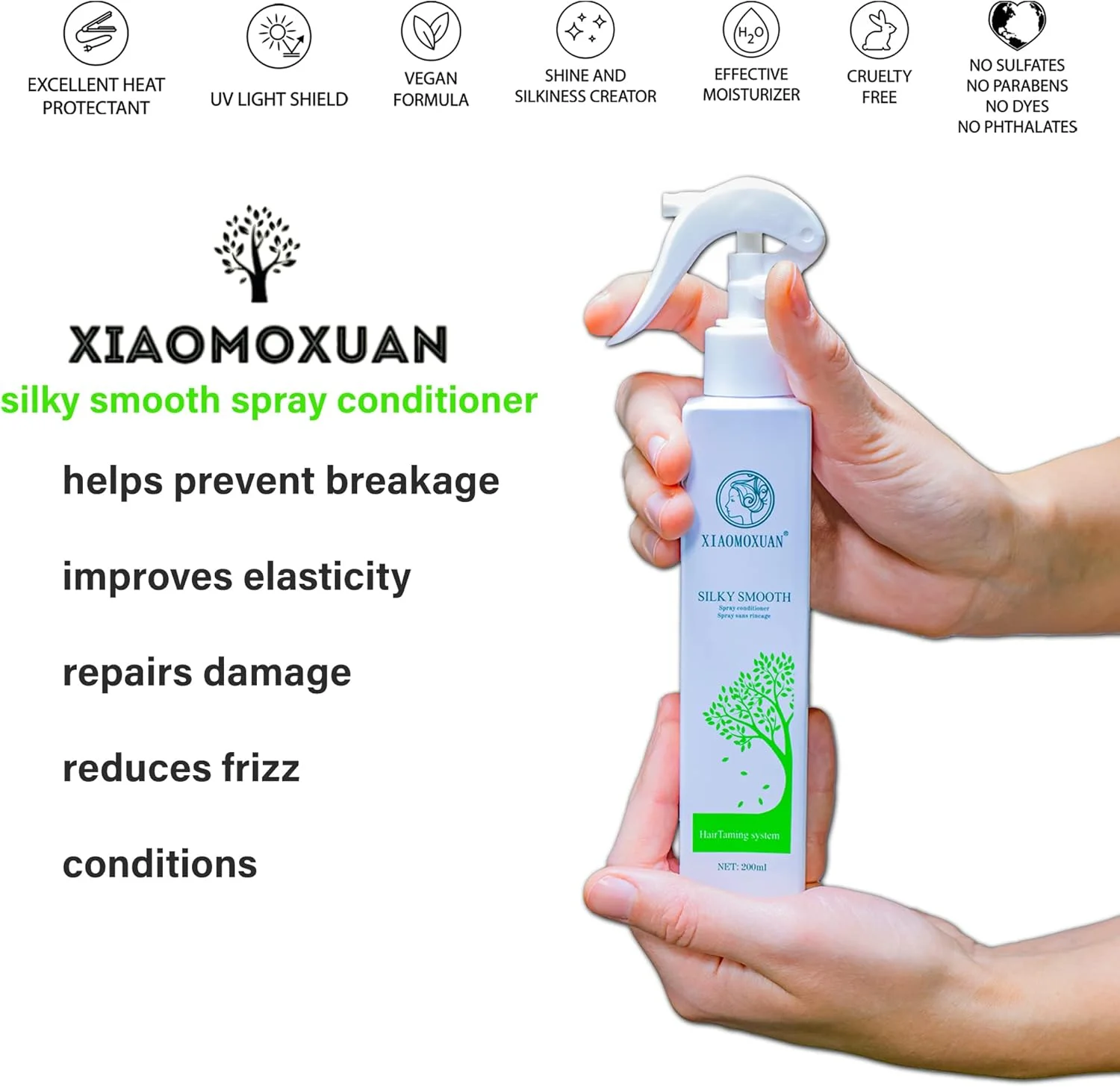 نرم کننده موی سر بدون نیاز به آبکشی درخت چای طبیعی Xiaomoxuan برای آقایان و بانوان - نرم کننده مرطوب کننده عمیق برای درمان موهای خشک - باز کننده گره مو - Acondicionador para Cabello Maltratado