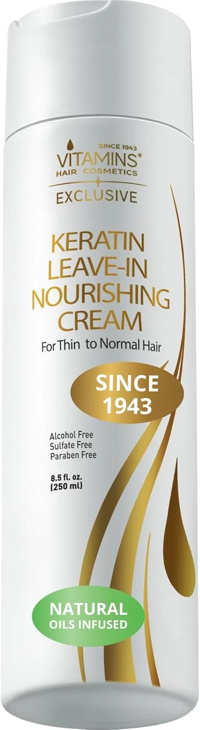 لوسیون مو کراتینه ویتامینز - مرطوب کننده و نرم کننده موهای نازک تا معمولی، کرم آبرسان و باز کننده گره مو برای موهای خشک و آسیب دیده