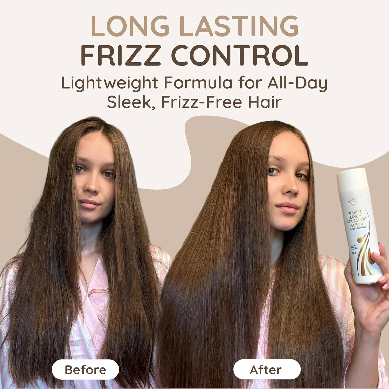 لوسیون مو کراتینه ویتامینز - مرطوب کننده و نرم کننده موهای نازک تا معمولی، کرم آبرسان و باز کننده گره مو برای موهای خشک و آسیب دیده