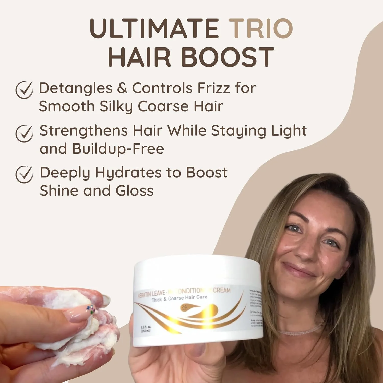 کرم نرم کننده مو کراتینه ویتامینز - نرم کننده ضد وز برای موهای فر - باز کننده گره و حالت دهنده موهای ضخیم، زبر، طبیعی، خشک و آسیب دیده کرم نرم کننده مو کراتینه ویتامینز - نرم کننده ضد وز برای موهای فر - باز کننده گره و حالت دهنده موهای ضخیم، زبر، طبیعی، خشک و آسیب دیده