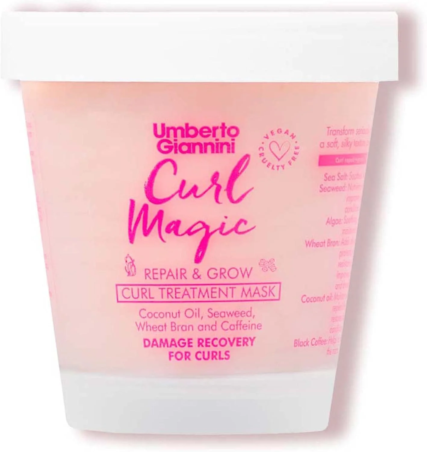 ماسک مو جادویی فر اومبرتو جیانینی، ماسک ترمیم و رشد موی وگان و بدون تست حیوانی حاوی جلبک دریایی، سبوس گندم و کافئین، 230 میلی لیتر