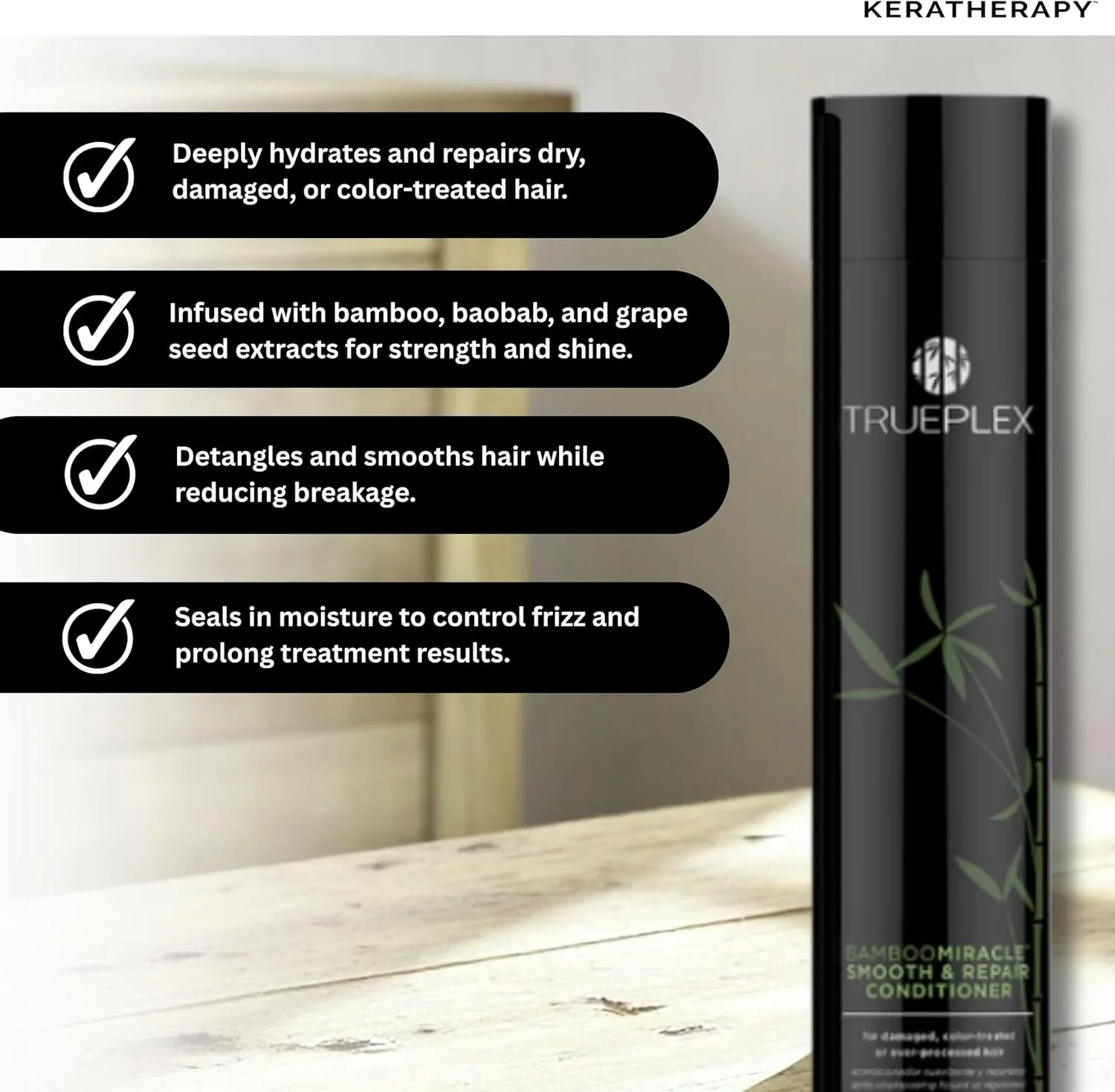 نرم کننده صاف کننده و ترمیم کننده مو حاوی عصاره بامبو Trueplex حجم 300 میلی لیتر