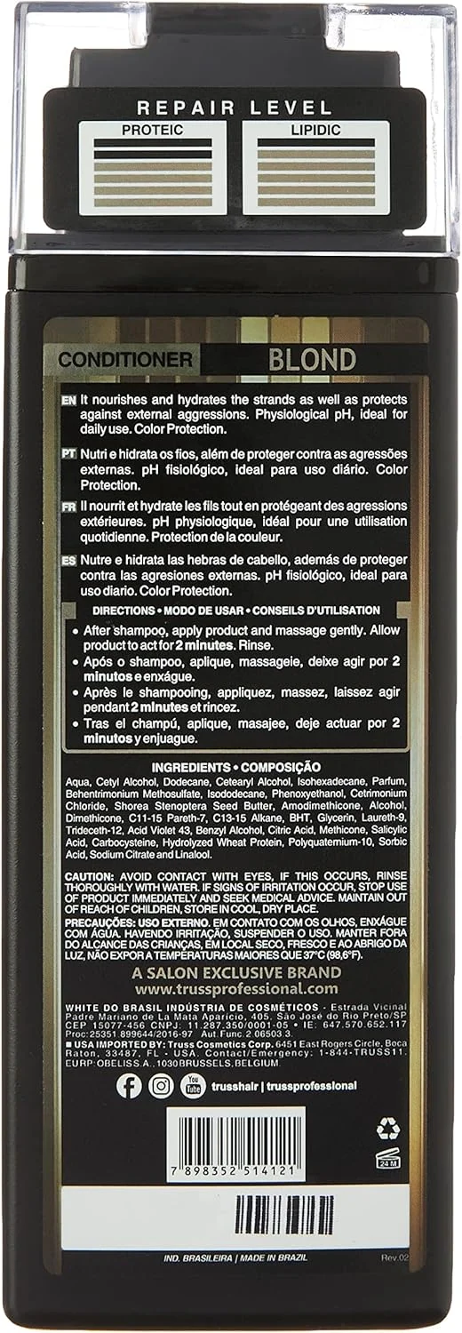 نرم کننده مو بلوند تروس - مواد فعال ارگانیک Hi Tech - برای موهای بلوند، دکلره شده یا خاکستری - مواد آبرسان با رنگدانه های بنفش - ترمیم نانو - پروتئین گندم و کره ایلیپه - 300 میلی لیتر