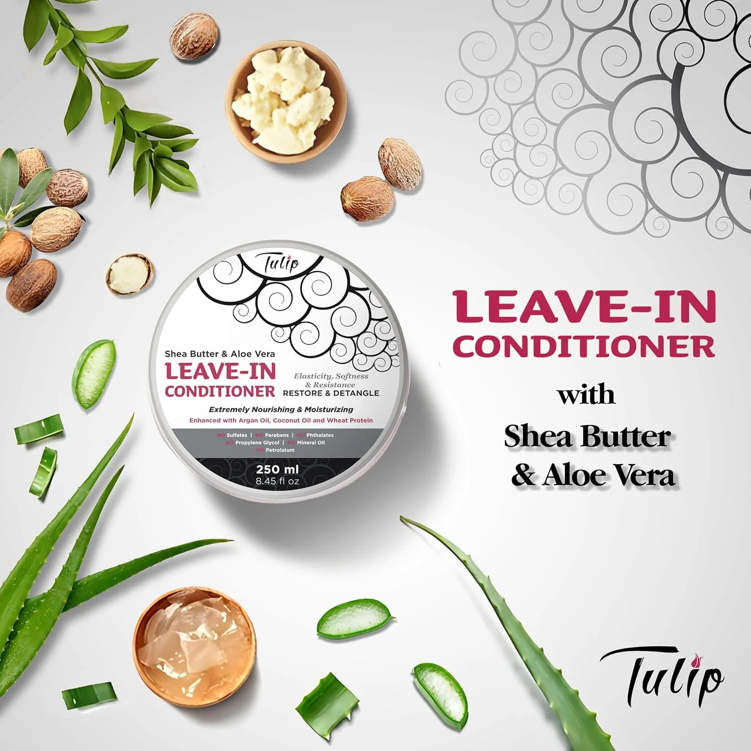 نرم کننده مو تیولیپ بدون نیاز به آبکشی 250 میلی لیتر - حاوی شی باتر و آلوئه ورا - غنی شده با روغن آرگان، روغن نارگیل و پروتئین گندم - ترمیم و باز کردن گره مو - افزایش خاصیت ارتجاعی، نرمی و مقاومت - بدون سولفات - بدون پارابن - بدون فتالات - بدون پروپیلن گلیکول - بدون روغن معدنی - بدون وازلین - شی باتر ارگانیک رطوبت و درخشش عمیقی به مو می بخشد. موهای خشک و شکننده را نرم می کند و انتهای آسیب دیده و دوشاخه شده را ترمیم می کند. - پروتئین گندم هیدرولیز شده با جاسازی پروتئین های اضافی در فولیکول، فولیکول های موی آسیب دیده را ترمیم می کند. - آلوئه ورا دارای مواد فعال و مواد معدنی بسیاری است که به تقویت مو کمک می کند. - این نرم کننده ترمیمی بدون نیاز به آبکشی، موها را نرم و گره باز می کند و در عین حال وز مو را کنترل می کند. ایده آل برای افرادی که به طور مرتب موهای خود را رنگ می کنند، صاف می کنند، فر می کنند یا با حرارت حالت می دهند، و همچنین برای مدل های طبیعی مجعد، فر یا موج دار. فرموله شده با شی باتر ارگانیک، روغن نارگیل، روغن آرگان، روغن کرچک، پروتئین گندم و آلوئه ورا برای تغذیه، مرطوب کردن و حمایت از خاصیت ارتجاعی، به طوری که مو در هنگام باز کردن گره ها در برابر شکستگی مقاومت می کند. نرم کننده ها یک لایه محافظ ایجاد می کنند که ظاهر موخوره را بهبود می بخشد. روغن آرگان پوست سر را برای یک تجربه نشاط آور تحریک می کند. - نحوه استفاده: روی موهای تمیز و خشک شده با حوله استفاده کنید. مقدار زیادی از محصول را از ریشه تا انتهای مو بمالید. به آرامی شانه کنید تا به طور یکنواخت پخش شود. آبکشی نکنید. بسته به طول و وضعیت مو، مقدار بیشتری در صورت نیاز استفاده کنید. - برای نتایج بهتر، با کرم-ژل حالت دهنده فر 4 روزه تیولیپ و کرم حالت دهنده فر 4 روزه تیولیپ ترکیب کنید.