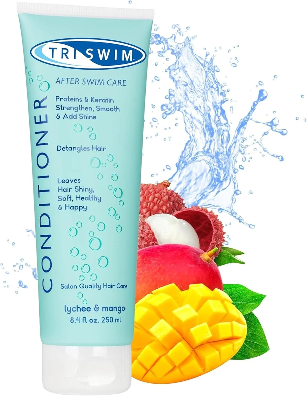 نرم کننده مو Triswim برای شناگران، مراقبت بعد از شنا، نرم کننده مرطوب کننده مو، وگان، نرم کننده مو برای افراد فعال - 251 میلی لیتر