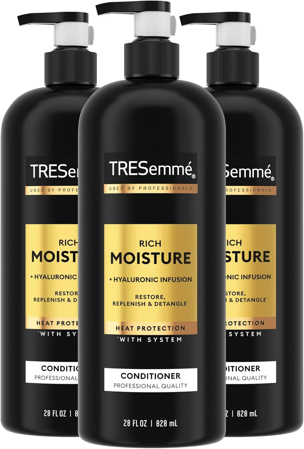 نرم کننده موهای خشک ترزمه سری Moisture Rich، بسته 3 عددی، کیفیت حرفه ای، برای داشتن ظاهری سالم و درخشان، غنی شده با ویتامین E و بیوتین، 828 میلی لیتر