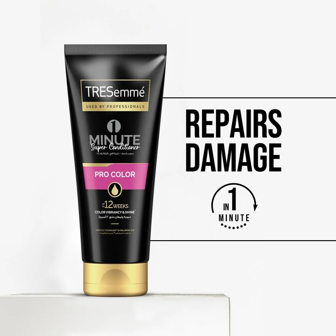 نرم کننده فوق العاده یک دقیقه ای Pro Color ترزمه، آبرسانی شدید برای موهای خشک و آسیب دیده، با فناوری Shineplex™ و اسید هیالورونیک، 180 میلی لیتر