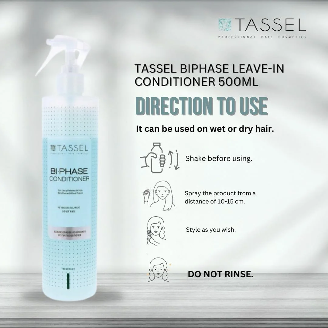 نرم کننده دو فاز Tassel | حاوی پروتئین گندم | برای آبرسانی، انعطاف پذیری و صاف کردن مو - برای موهای خشک و آسیب دیده (500 میلی لیتر)