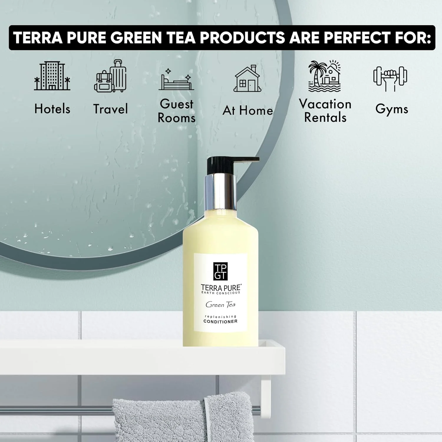 نرم کننده مو ترا پیور (چای سبز) - نرم کننده، اندازه خرده فروشی، مناسب هتل، 300 میلی لیتر (تکی)