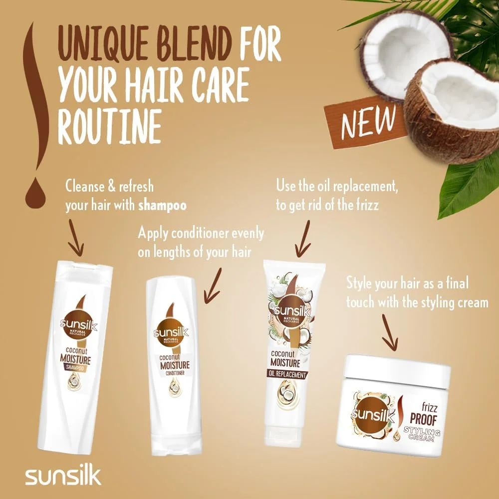 نرم کننده موی طبیعی سانسیلک، برای آبرسانی عمیق موهای خشک، حاوی روغن نارگیل، رایحه 24 ساعته، 350 میلی لیتر