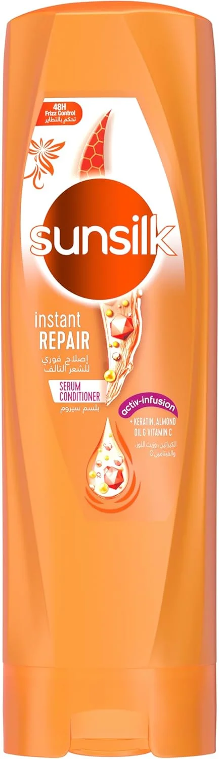نرم کننده مو سانسیلک، برای ترمیم فوری موهای آسیب دیده، با کراتین، روغن بادام و ویتامین C، ۳۵۰ میلی لیتر