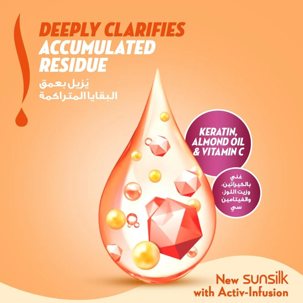 نرم کننده مو سانسیلک، برای ترمیم فوری موهای آسیب دیده، با کراتین، روغن بادام و ویتامین C، ۳۵۰ میلی لیتر