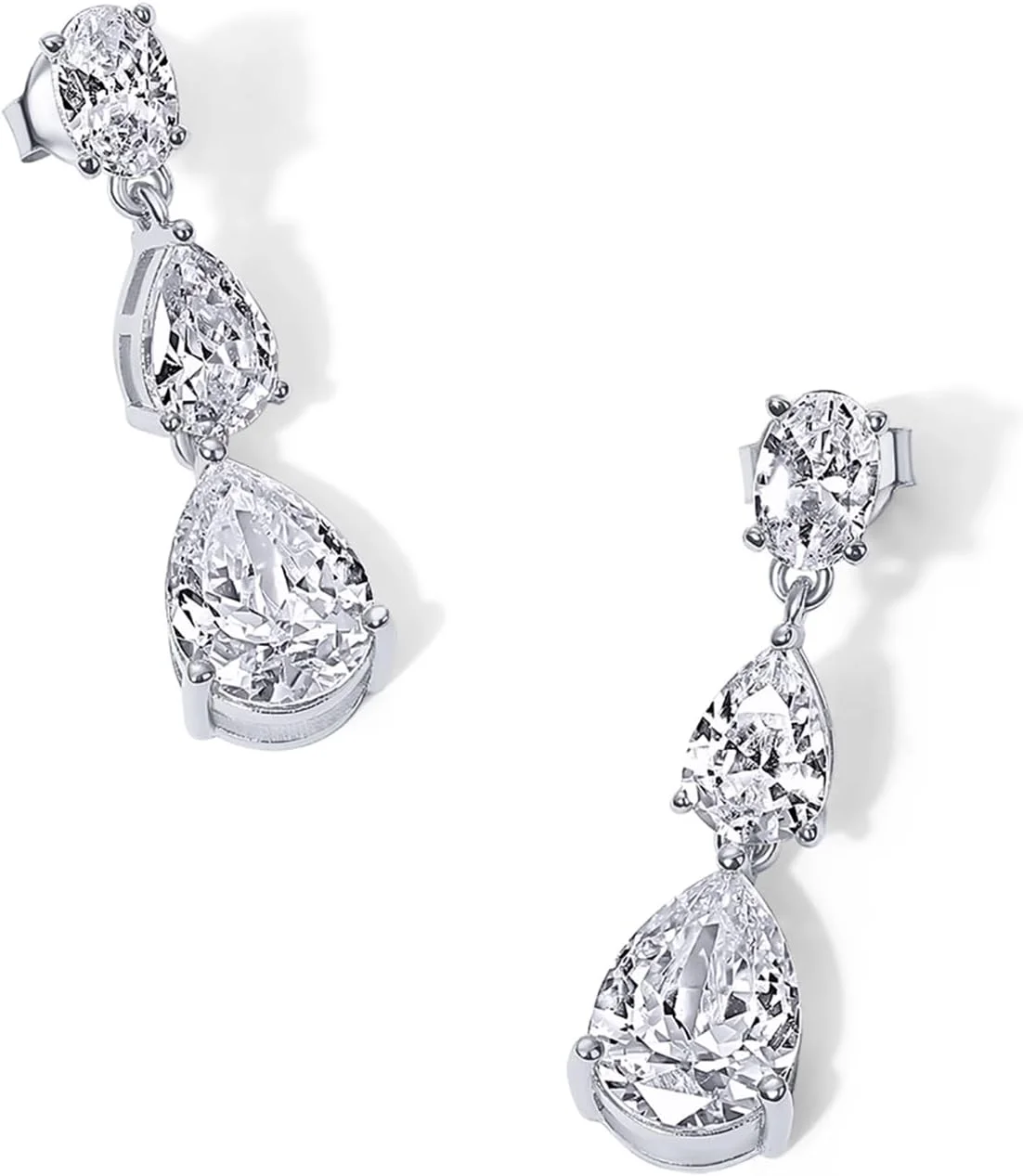 گوشواره های آویز زنانه پاوی با روکش طلای 14 عیار و زیرکونیای مکعبی - گوشواره های آویز خطی بلند کریستالی عروس - جواهرات عروسی آویز مروارید خوشه ای CZ با الماس شبیه سازی شده برای عروس و ساقدوش عروس گوشواره های آویز زنانه پاوی با روکش طلای 14 عیار و زیرکونیای مکعبی - گوشواره های آویز خطی بلند کریستالی عروس - جواهرات عروسی آویز مروارید خوشه ای CZ با الماس شبیه سازی شده برای عروس و ساقدوش عروس