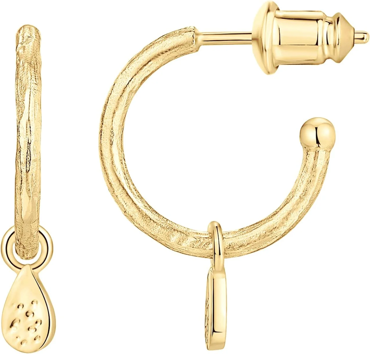 گوشواره های حلقه ای کوچک آویزدار پاوی با روکش طلای 14 عیار و پایه نقره استرلینگ 925 | گوشواره های حلقه ای آویزدار ترند زنانه