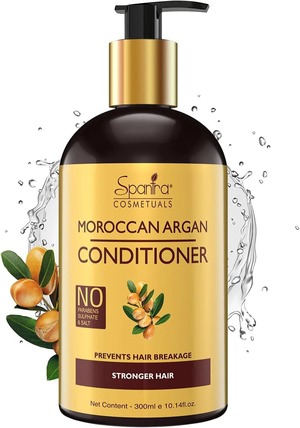 نرم کننده مو آرگان مراکشی سپانترا، حاوی روغن آرگان، آلوئه ورا و آملا، مرطوب کننده و محافظت کننده مو، افزایش هیدراتاسیون، فاقد پارابن، 300 میلی لیتر