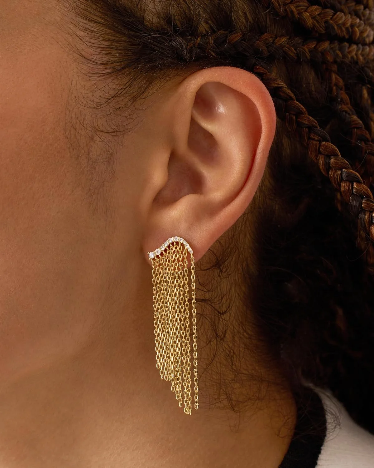 گوشواره های آویز زنجیری روکش طلای 14 عیار PAVOI برای زنان | جواهرات طرح قطره ای شیک