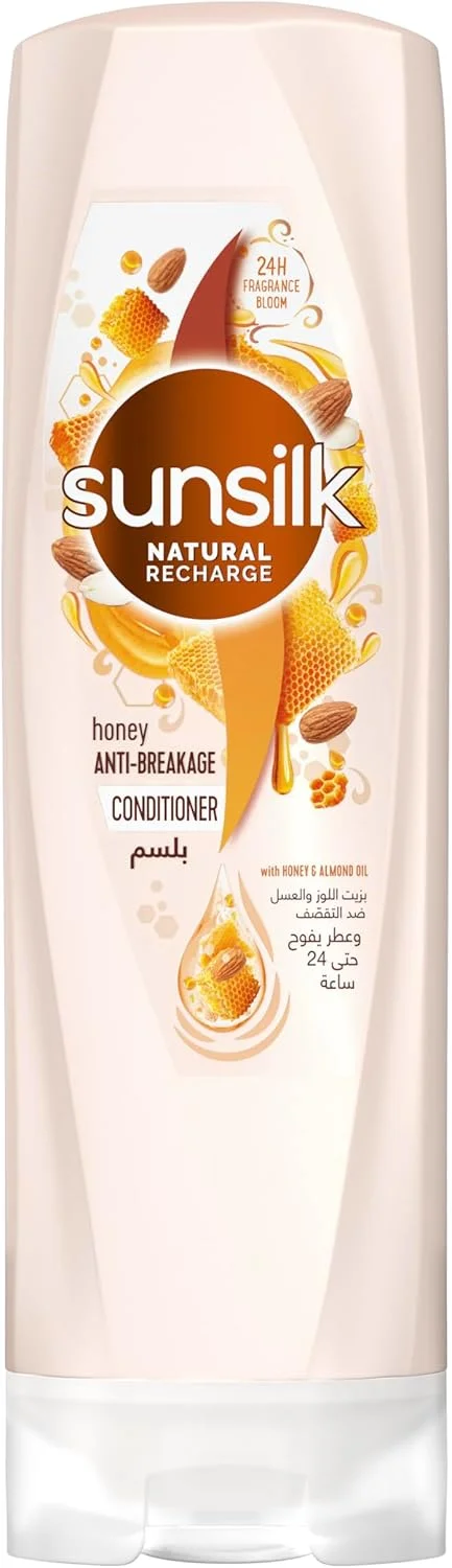 نرم کننده موی سر سانسیلک نچرال، مخصوص موهای خشک، ضد شکستگی عسل، رایحه شکوفه 24 ساعته و 5 برابر موهای قوی تر، 350 میلی لیتر