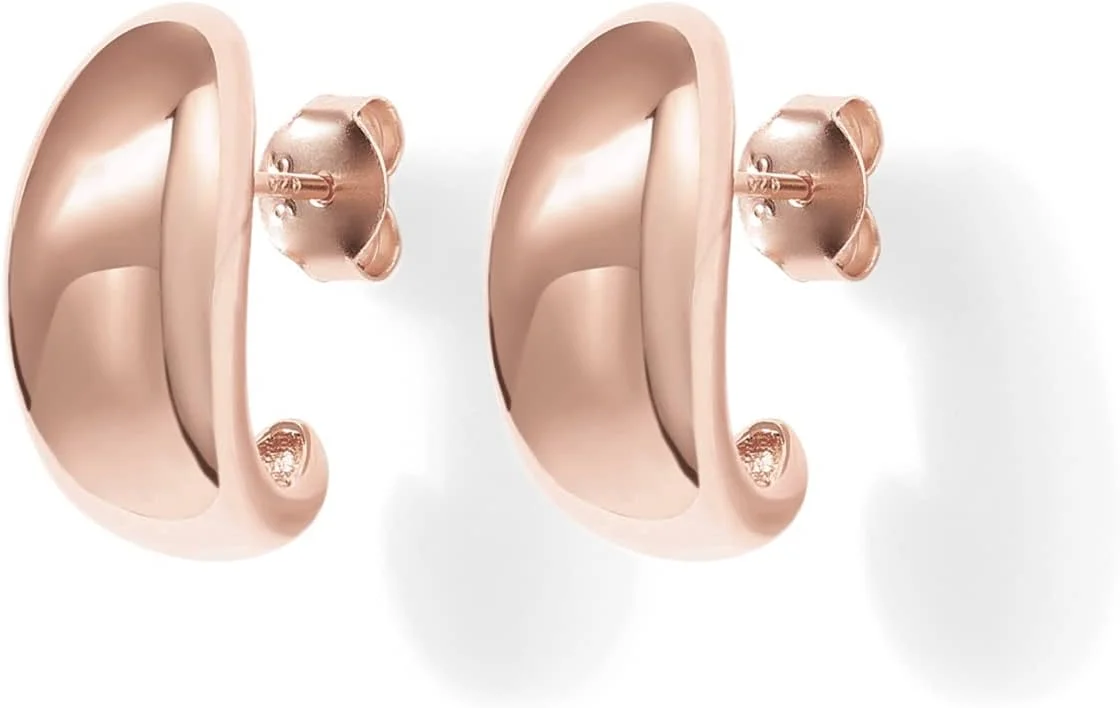 گوشواره های حلقه ای آویز طلاکاری شده ۱۴ عیار پاوی با پایه نقره استرلینگ | گوشواره های حلقه ای گنبدی طلایی برای زنان