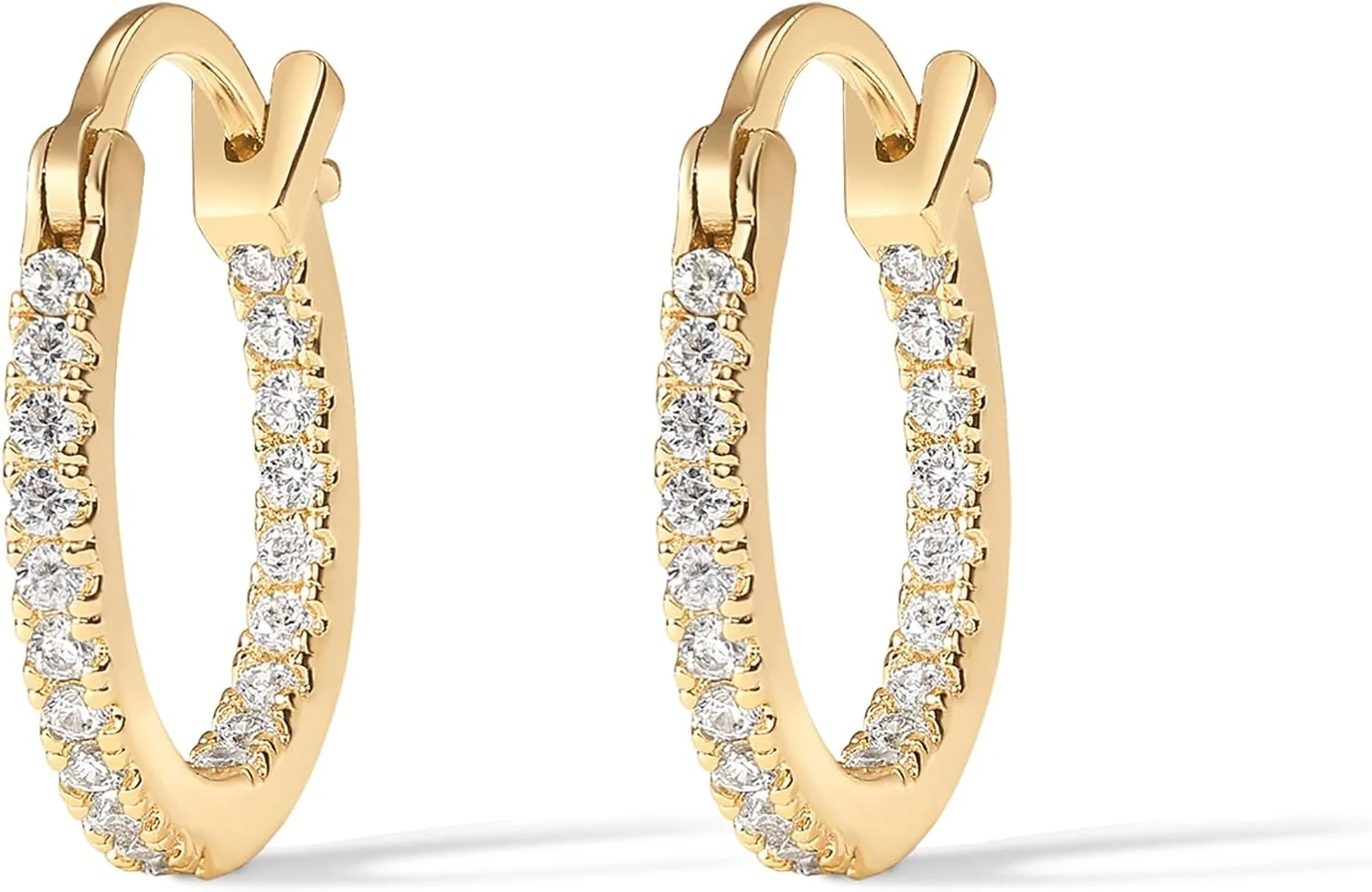 گوشواره های حلقه ای روکش طلای 14 عیار PAVOI | گوشواره های حلقه ای طلایی زیرکونیا مکعبی با پایه نقره استرلینگ 30/15 میلی متری برای زنان | جواهرات مد روز