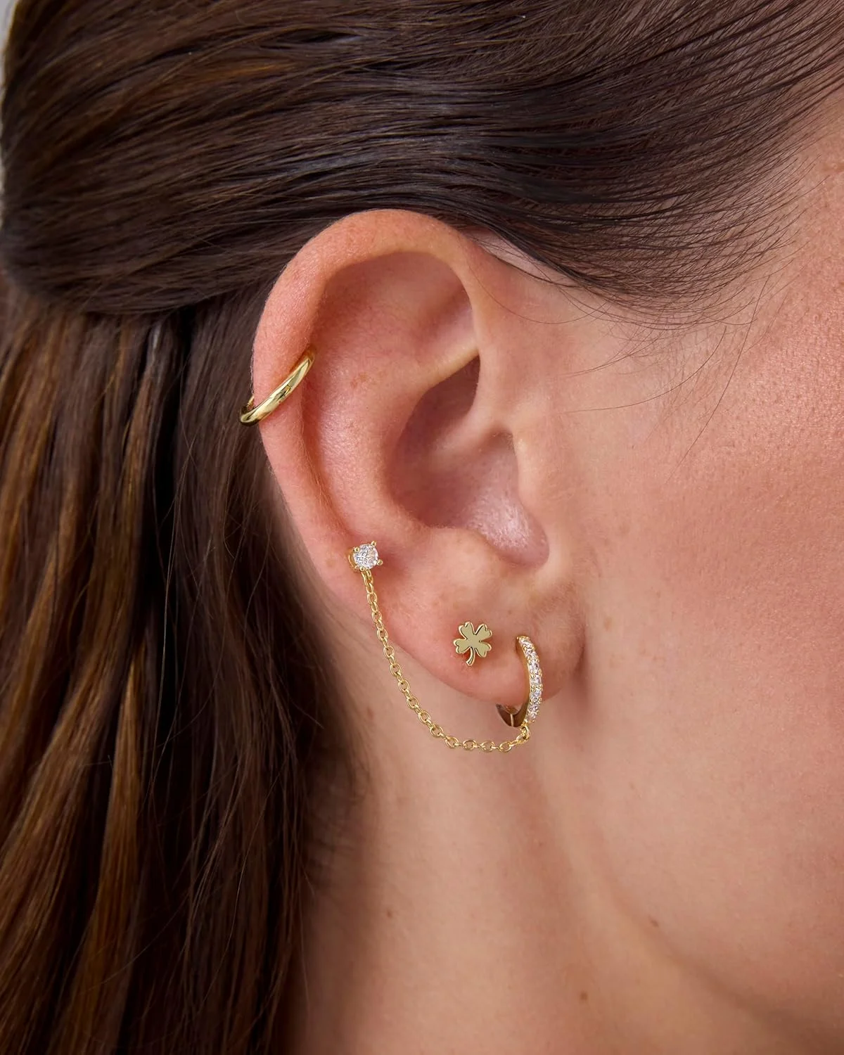 گوشواره های حلقه ای کوچک پاوی با روکش طلای 14 عیار و پایه نقره استرلینگ 925 مناسب زنان | گوشواره های غضروفی حلزونی تراگوس