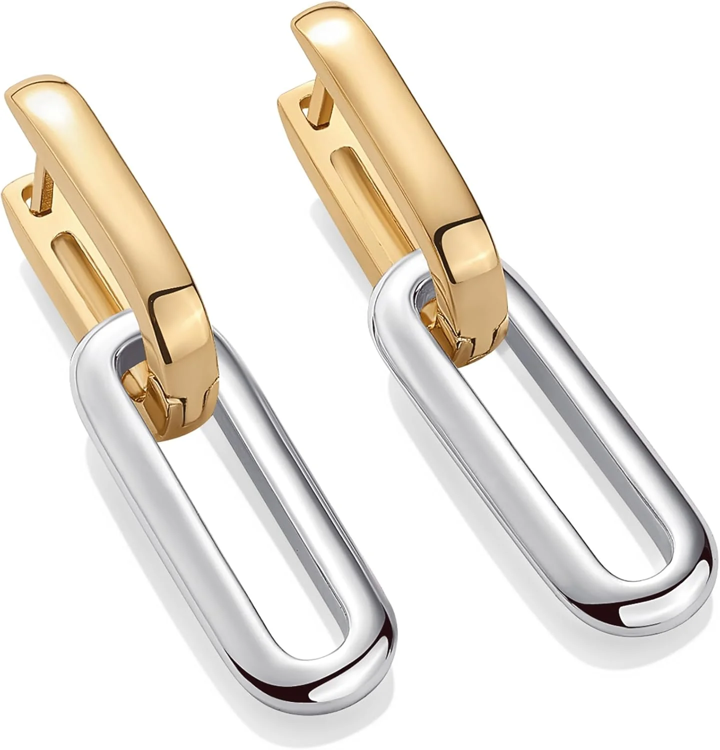 گوشواره های حلقه ای نگین دار زنانه پاوی با روکش طلای سفید و زرد 14 عیار