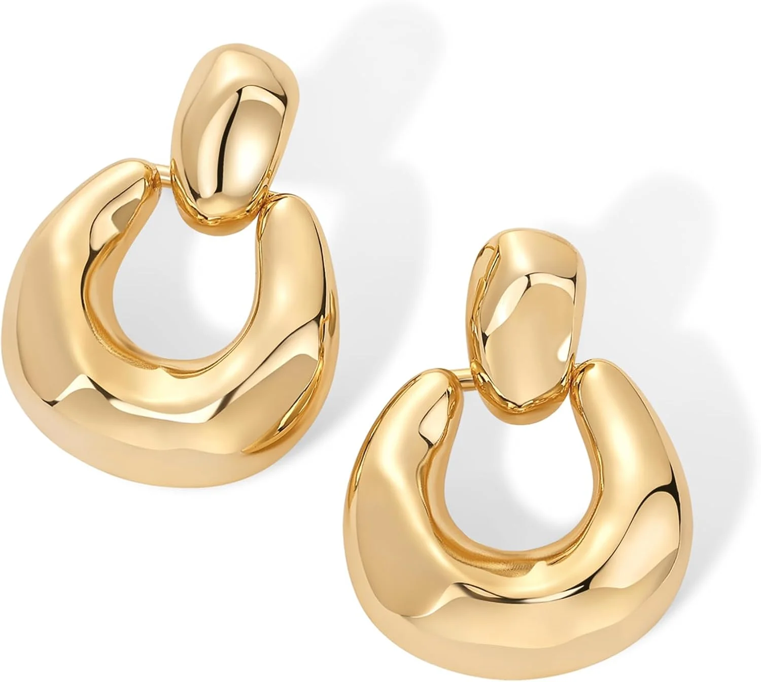 گوشواره های حلقه ای آویز بزرگ زنانه پاوی با روکش طلای 14 عیار - جواهرات بیانیه ای گوشواره های آویز جسورانه قدیمی گوشواره های حلقه ای آویز بزرگ زنانه پاوی با روکش طلای 14 عیار - جواهرات بیانیه ای گوشواره های آویز جسورانه قدیمی