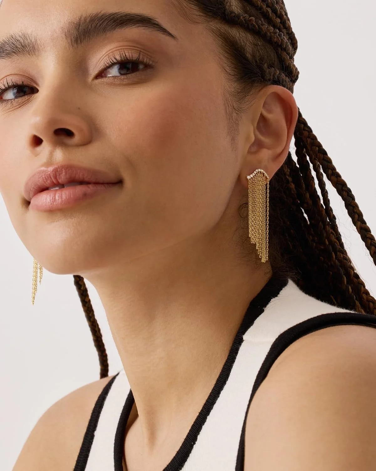 گوشواره های آویز زنجیری روکش طلای 14 عیار PAVOI برای زنان | جواهرات طرح قطره ای شیک