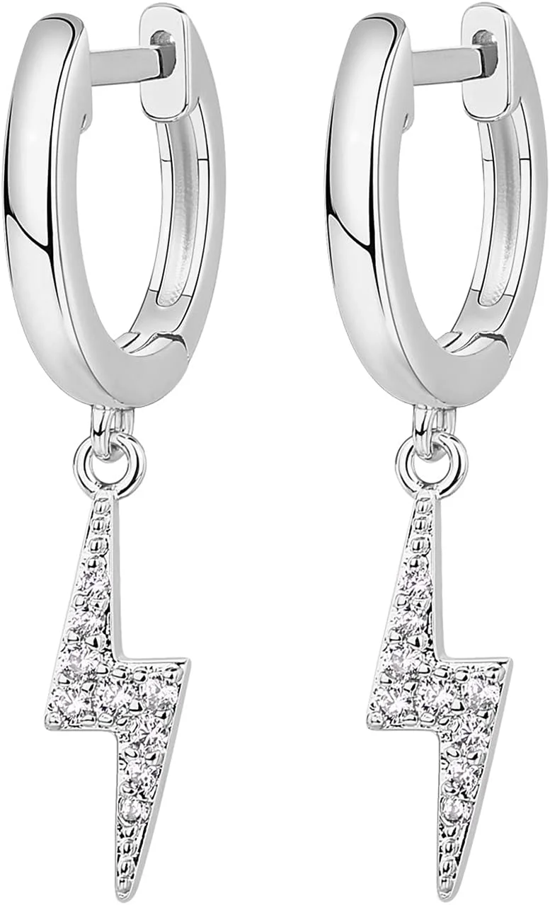 گوشواره های حلقه ای پاوی با روکش طلای 14 عیار برای زنان - گوشواره های آویز/آویزان میخی نقره استرلینگ S925 برای زنان - جواهرات مد روز