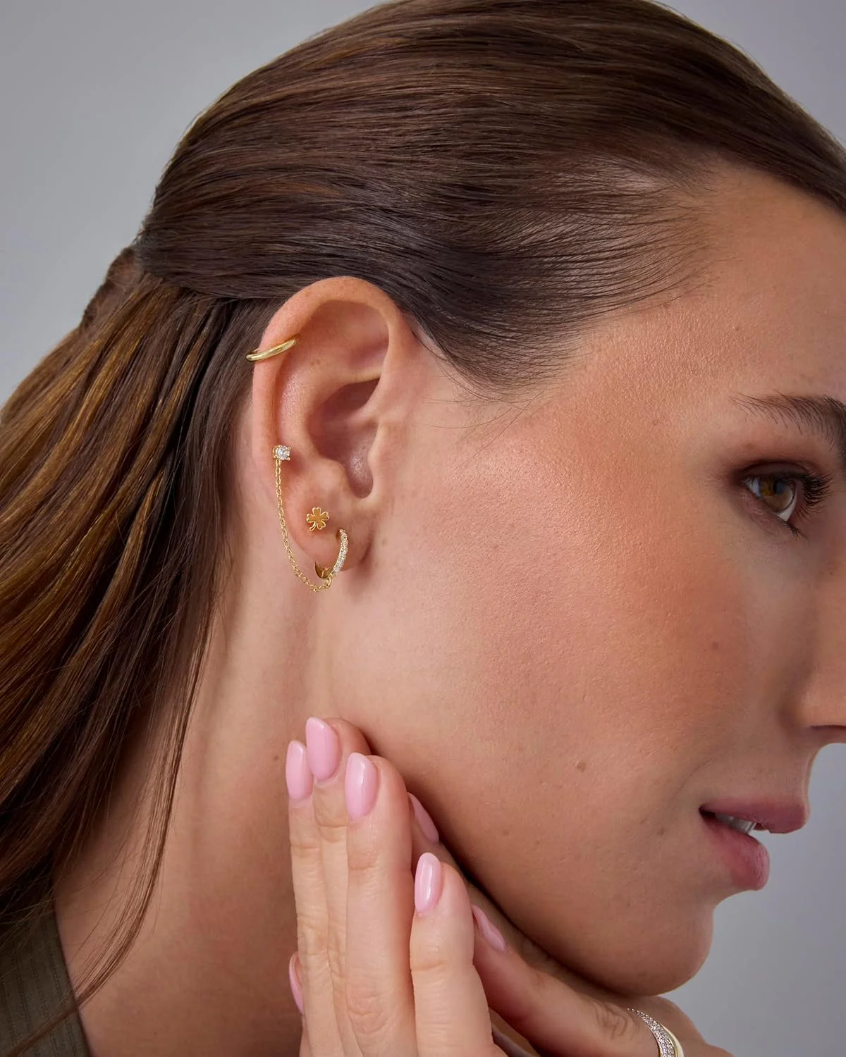 گوشواره های حلقه ای کوچک پاوی با روکش طلای 14 عیار و پایه نقره استرلینگ 925 مناسب زنان | گوشواره های غضروفی حلزونی تراگوس