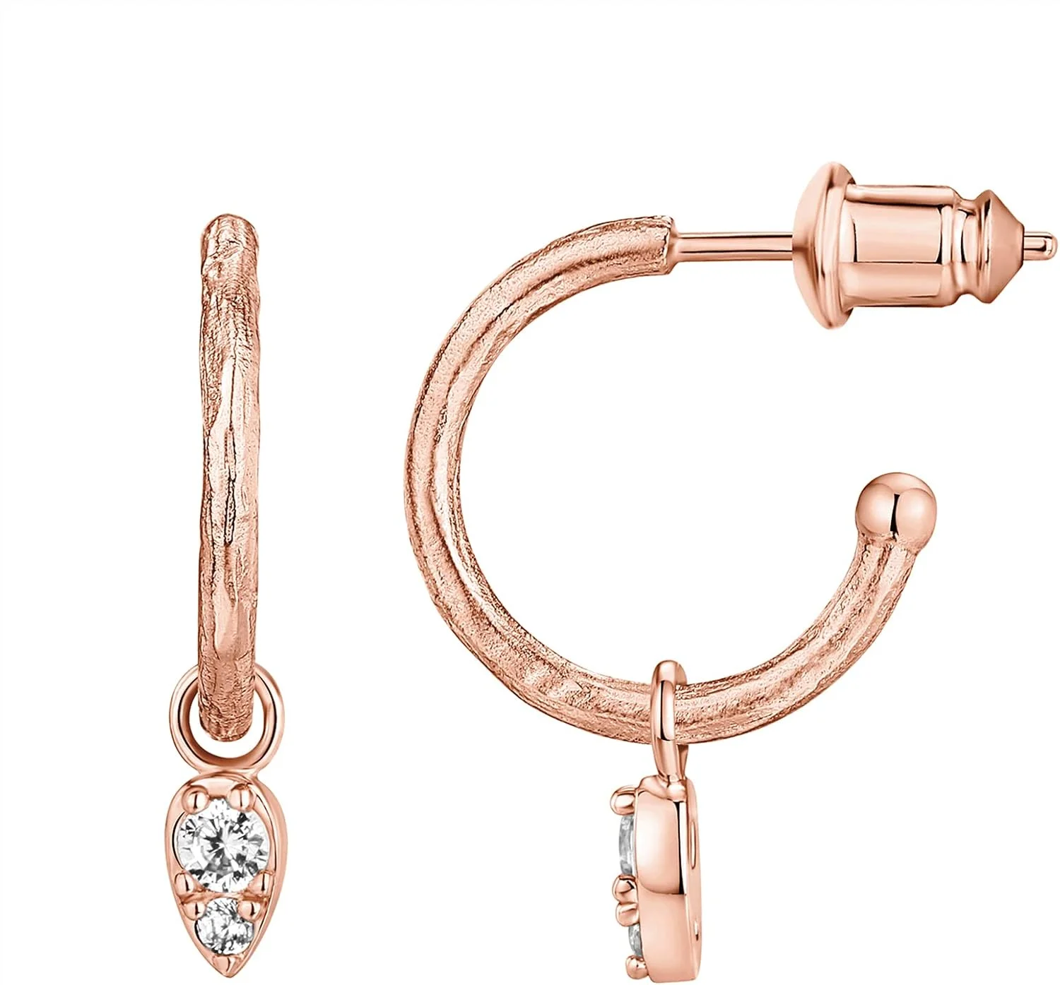 گوشواره های حلقه ای کوچک آویزدار پاوی با روکش طلای 14 عیار و پایه نقره استرلینگ 925 | گوشواره های حلقه ای آویزدار ترند زنانه