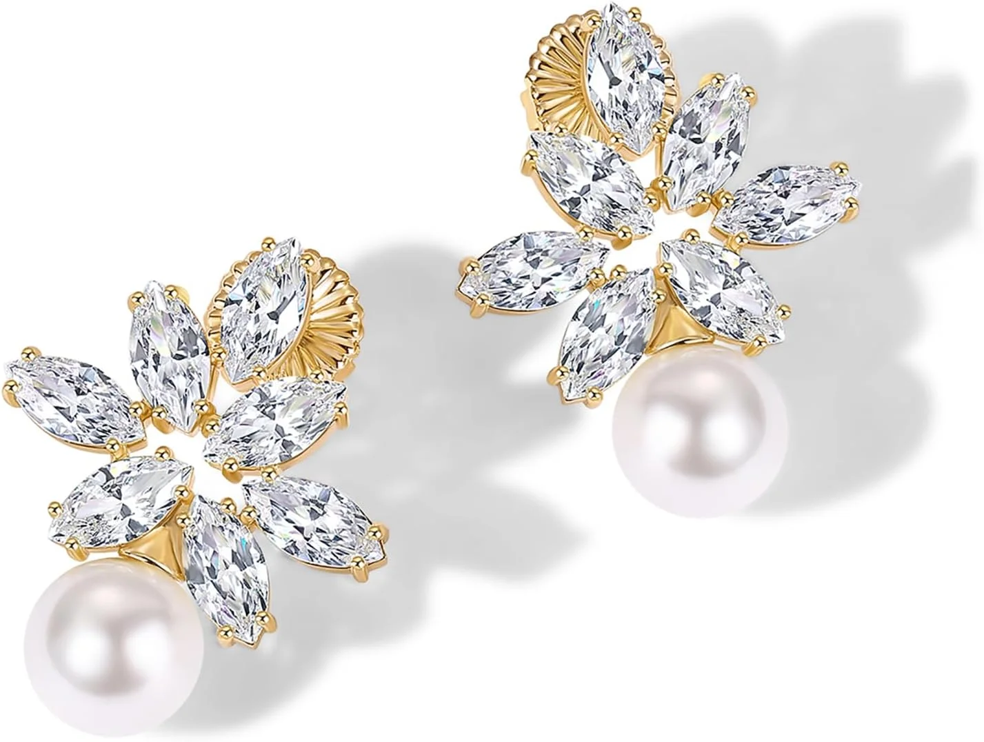 گوشواره های میخی زنانه پاوی با روکش طلای 14 عیار و نگین زیرکونیا - گوشواره های مجلسی خوشه ای کریستالی با پایه نقره استرلینگ برای عروس و ساقدوش عروس - جواهرات عروسی ترندی مرواریدی CZ گوشواره های میخی زنانه پاوی با روکش طلای 14 عیار و نگین زیرکونیا - گوشواره های مجلسی خوشه ای کریستالی با پایه نقره استرلینگ برای عروس و ساقدوش عروس - جواهرات عروسی ترندی مرواریدی CZ