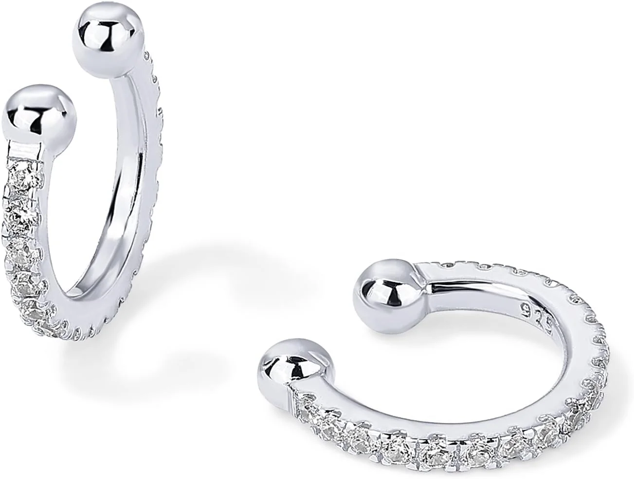 گوشواره های حلقه ای کوچک پاوی نگین دار نقره استرلینگ 925 با روکش طلای 14 عیار | گیره ای برای غضروف گوش گوشواره های حلقه ای کوچک پاوی نگین دار نقره استرلینگ 925 با روکش طلای 14 عیار | گیره ای برای غضروف گوش