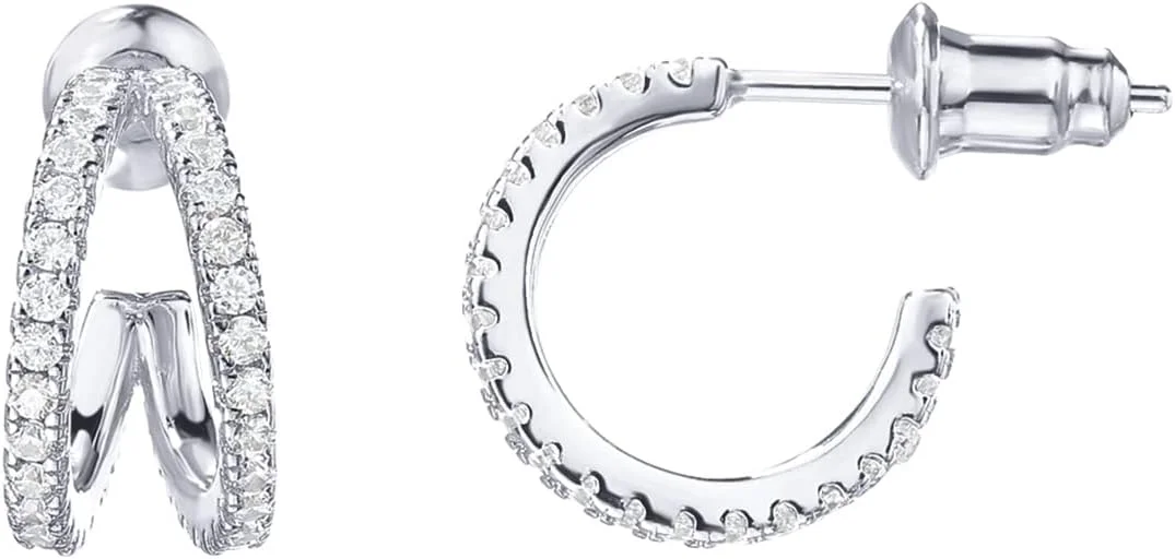 گوشواره های حلقه ای شکافته هاگی نقره استرلینگ با روکش طلای 14 عیار PAVOI در رنگ های رزگلد، طلای سفید و طلای زرد