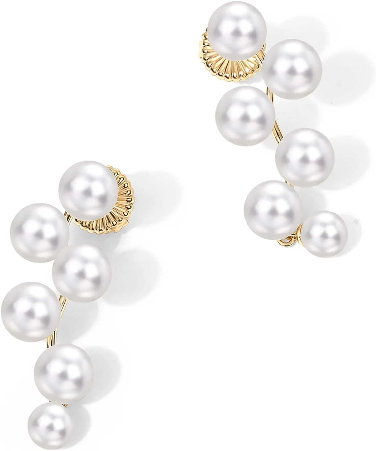 گوشواره های مرواریدی آویز زنانه پاوی با روکش طلای 14 عیار - گوشواره های عروسی مرواریدی بزرگ آویز با پایه نقره استرلینگ برای عروس و ساقدوش ها - جواهرات عروس خطی