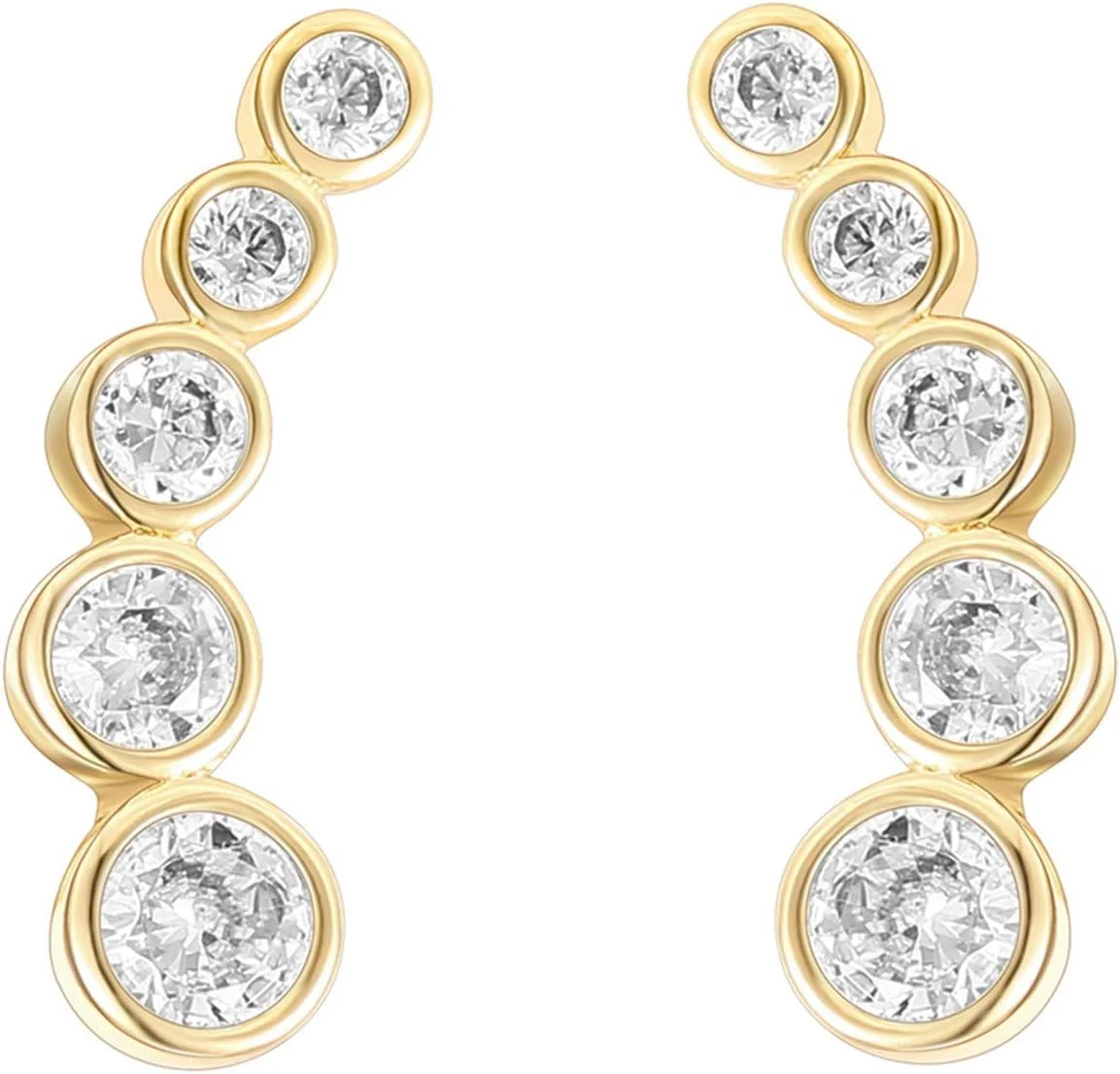 گوشواره های خزنده گوش زیرکونیا مکعبی با روکش طلای 14 عیار PAVOI - گوشواره های فشن صعودی گوش با پست نقره استرلینگ الماس مصنوعی کوچک برای زنان