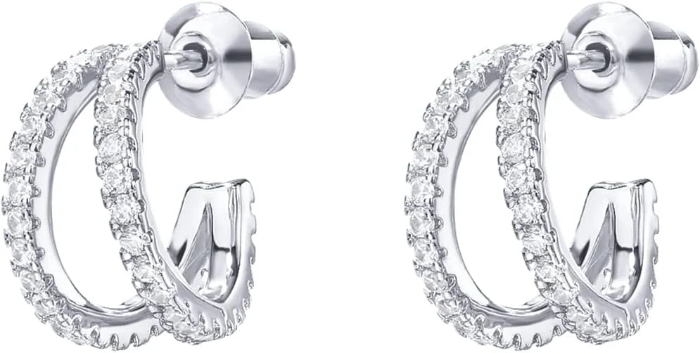 گوشواره های حلقه ای شکافته هاگی نقره استرلینگ با روکش طلای 14 عیار PAVOI در رنگ های رزگلد، طلای سفید و طلای زرد