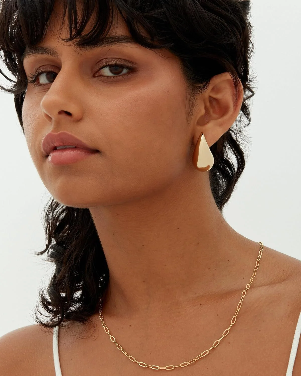 گوشواره های حلقه ای قطره ای ضخیم با روکش طلای 14 عیار و پایه نقره استرلینگ 925 پاوی | گوشواره های آویز سبک وزن زنانه | گوشواره های طرحی مشابه گوشواره های حلقه ای قطره ای ضخیم با روکش طلای 14 عیار و پایه نقره استرلینگ 925 پاوی | گوشواره های آویز سبک وزن زنانه | گوشواره های طرحی مشابه