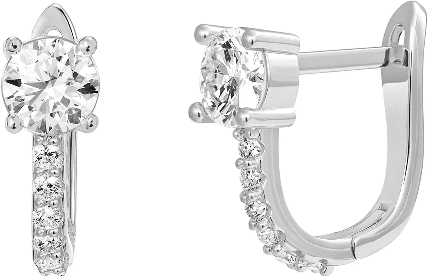 گوشواره های حلقه ای کوچک پاوی نگین دار با روکش طلای 14 عیار و پایه نقره استرلینگ 925 | گوشواره های حلقه ای طلایی کوچک برای زنان | گوشواره های نگین دار CZ