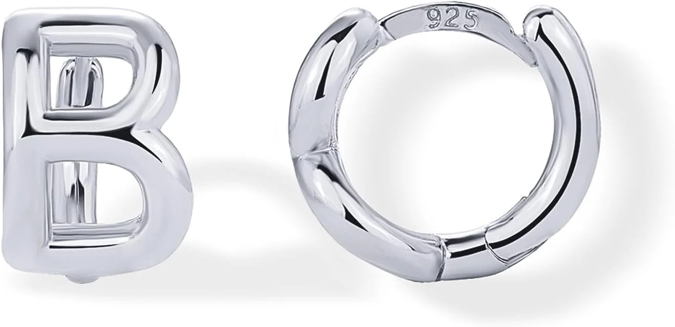 گوشواره های حلقه ای ظریف حرف اول اسم با روکش طلای 14 عیار و پایه نقره استرلینگ PAVOI - حلقه های کوچک طلایی با حرف اول اسم - جواهرات الفبای مد روز