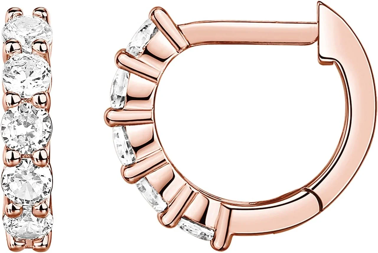 گوشواره های حلقه ای آغوشی زنانه پاوی نگین دار با روکش طلای 14 عیار و پایه نقره استرلینگ