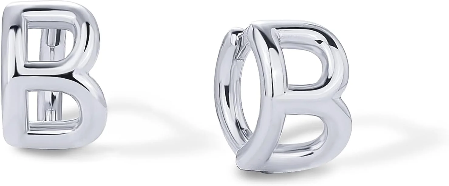 گوشواره های حلقه ای ظریف حرف اول اسم با روکش طلای 14 عیار و پایه نقره استرلینگ PAVOI - حلقه های کوچک طلایی با حرف اول اسم - جواهرات الفبای مد روز