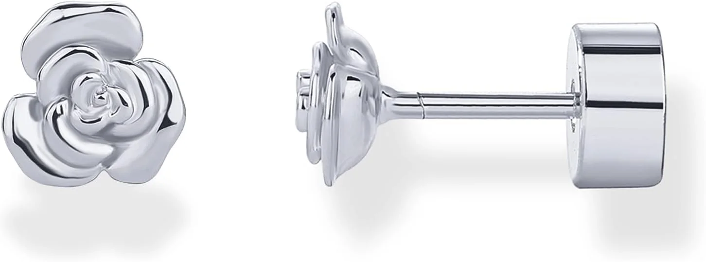 گوشواره های میخی پشت صاف زنانه پاوی، روکش طلای 14 عیار، پایه نقره استرلینگ 925 | پیرسینگ غضروف رز