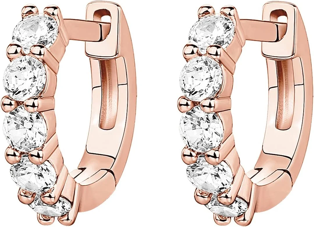 گوشواره های حلقه ای آغوشی زنانه پاوی نگین دار با روکش طلای 14 عیار و پایه نقره استرلینگ گوشواره های حلقه ای آغوشی زنانه پاوی نگین دار با روکش طلای 14 عیار و پایه نقره استرلینگ